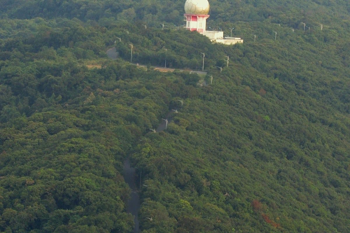 Полуостров Сон Тра с высоты — покрытые лесом горы на берегу моря в Дананге