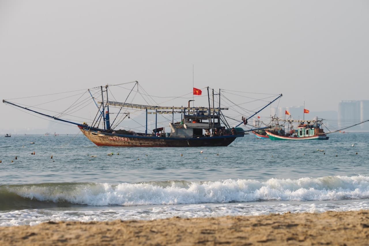 Городской пляж Дой Дуонг в центре Фантьета с каштановыми деревьями