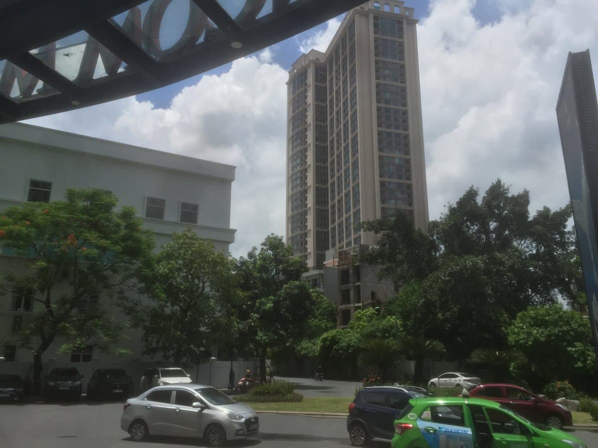 Residential tower of the Vinhomes Royal City complex in Hanoi with a second block still under construction