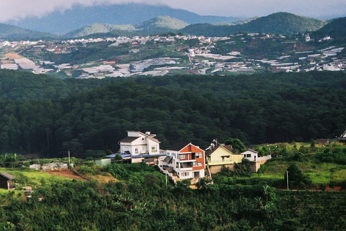 Панорама Далата с озером Суан Хыонг и сосновыми лесами на высоте 1500 метров