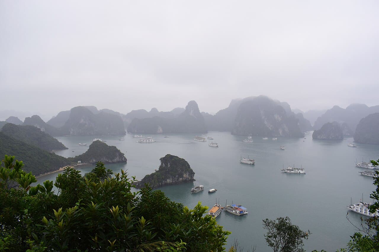 Panorama of Halong Bay from the Ti Top Island summit viewpoint
