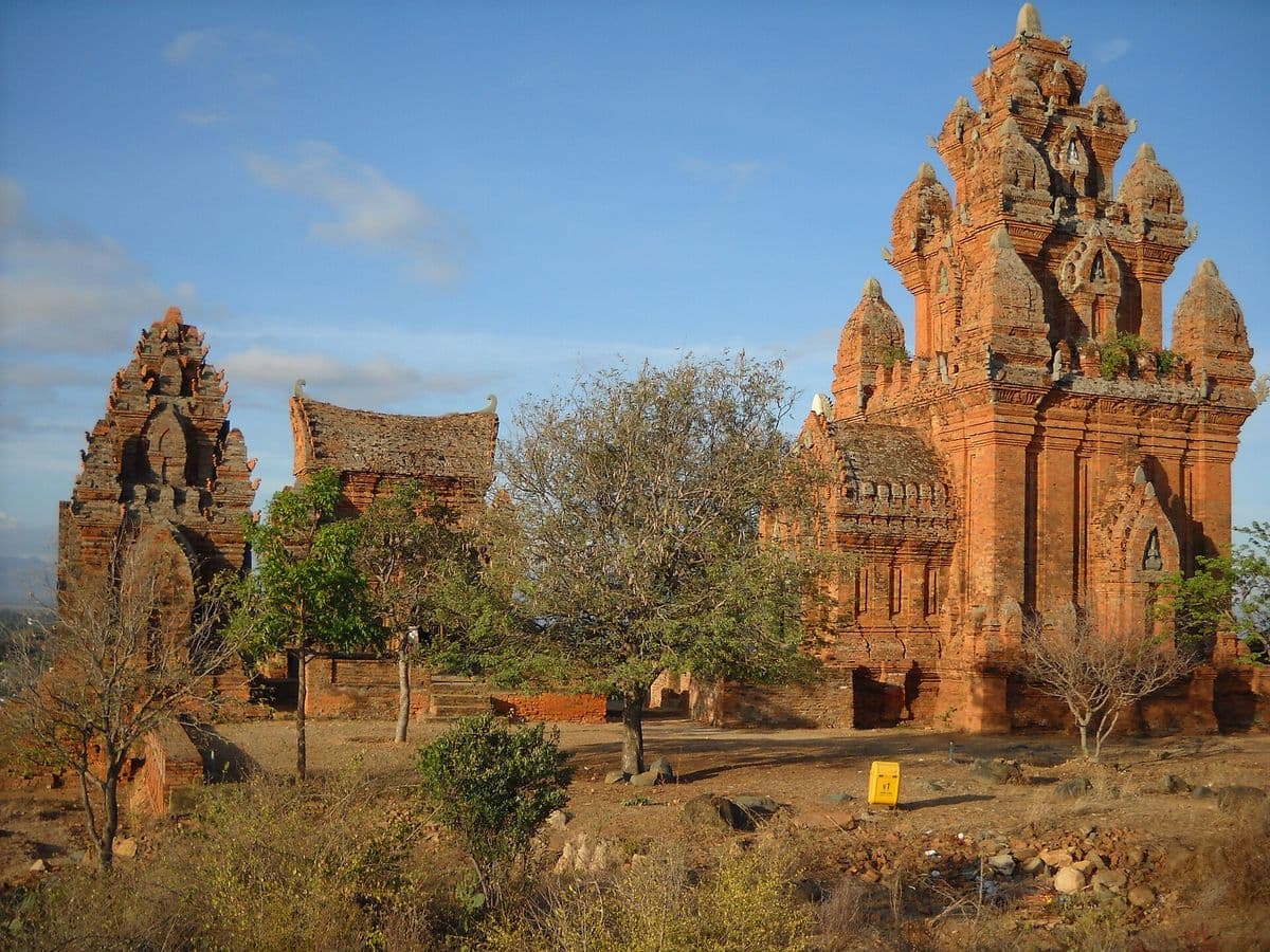 Three brick towers of Po Klong Garai on a hill near Phan Rang