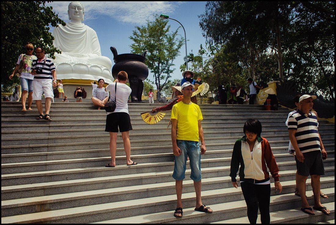 White seated Buddha statue at Long Son Pagoda in Nha Trang